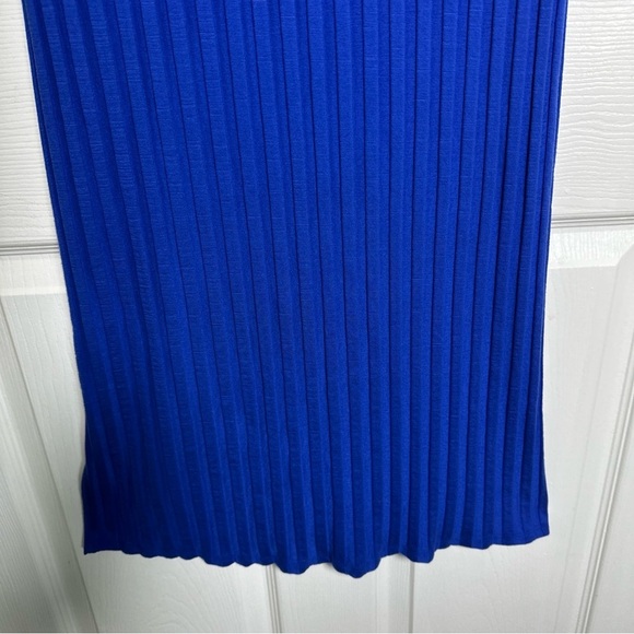 Eileen Fisher Medium Shift Dress Womens Blue Ribbed Stretch Tee Midi Office Work - Picture 7 of 10